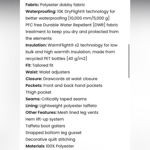 Roxy Nadia Technical Snow Pants XS NWT - Picture 10 of 11